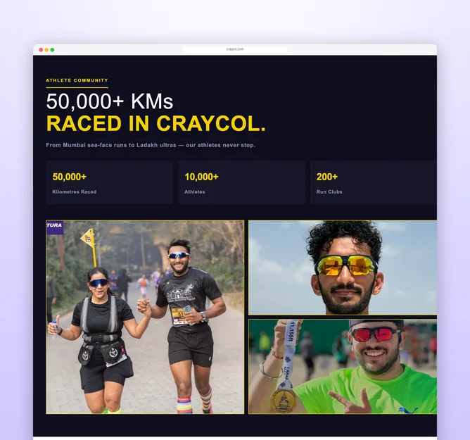 Craycol athlete community with 50,000+ kilometres raced