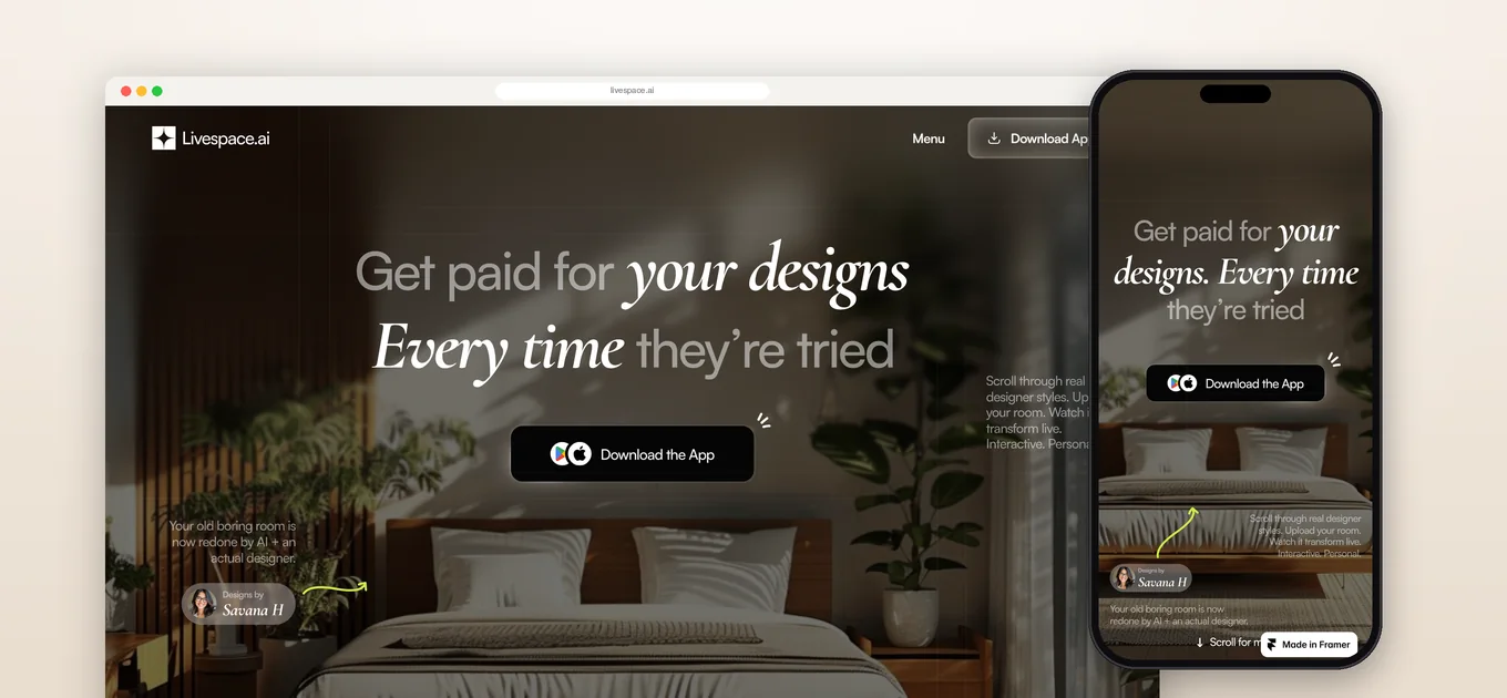 Livespace.ai promise to designers: get paid for your designs every time they're tried