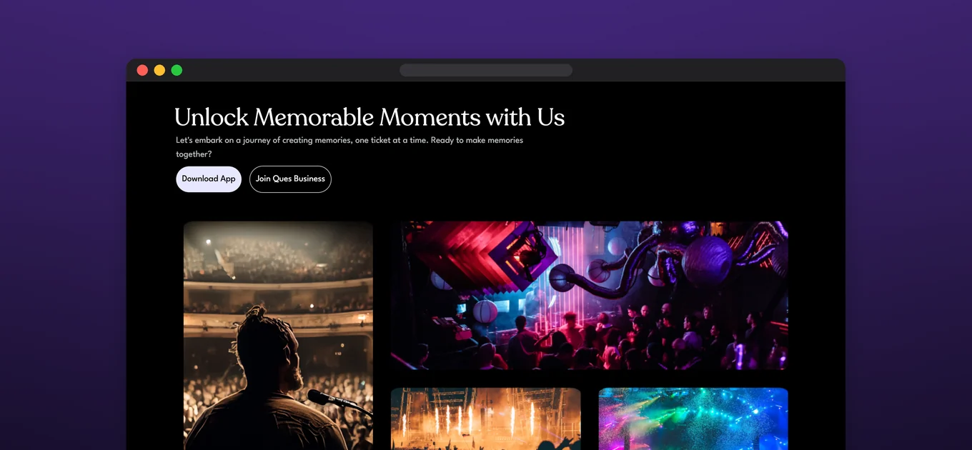 Ques.uk: unlock memorable moments, with live events run on the platform