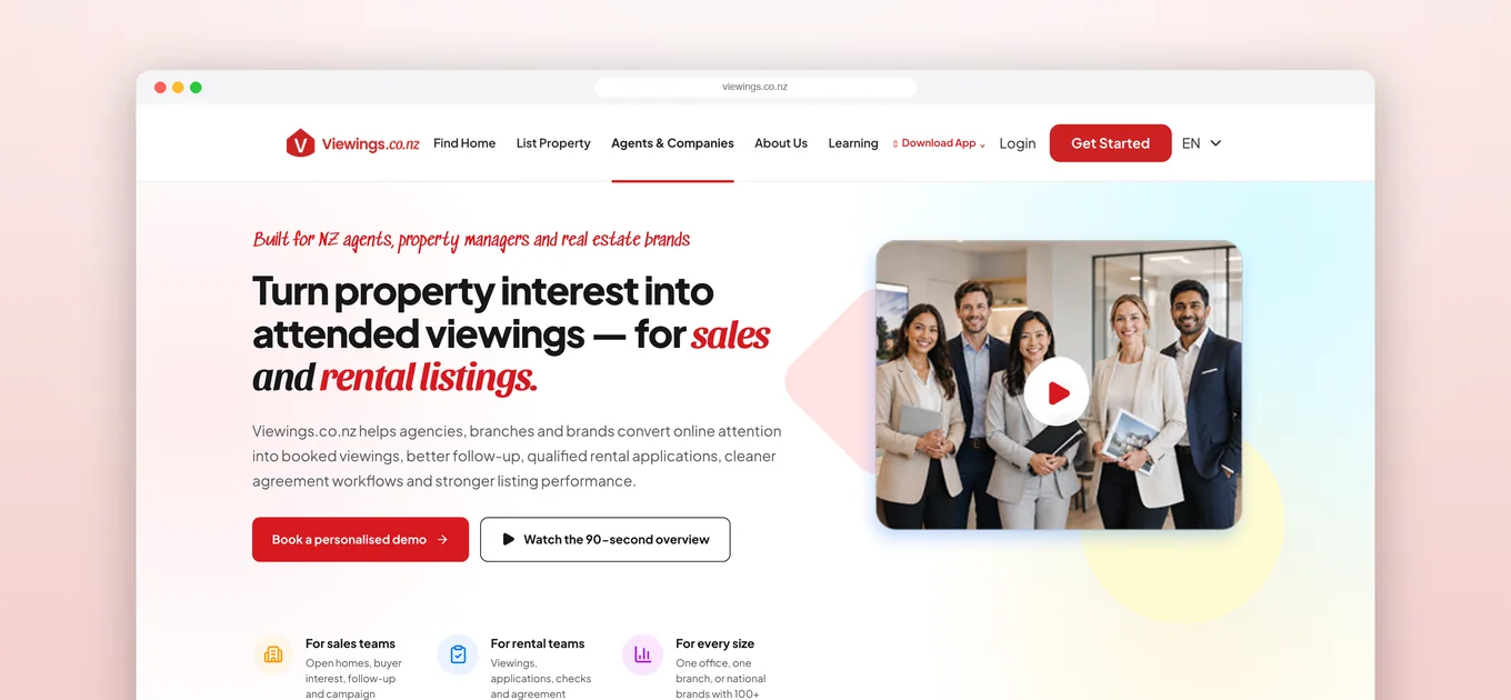 Viewings built for agents and property managers to turn property interest into attended viewings
